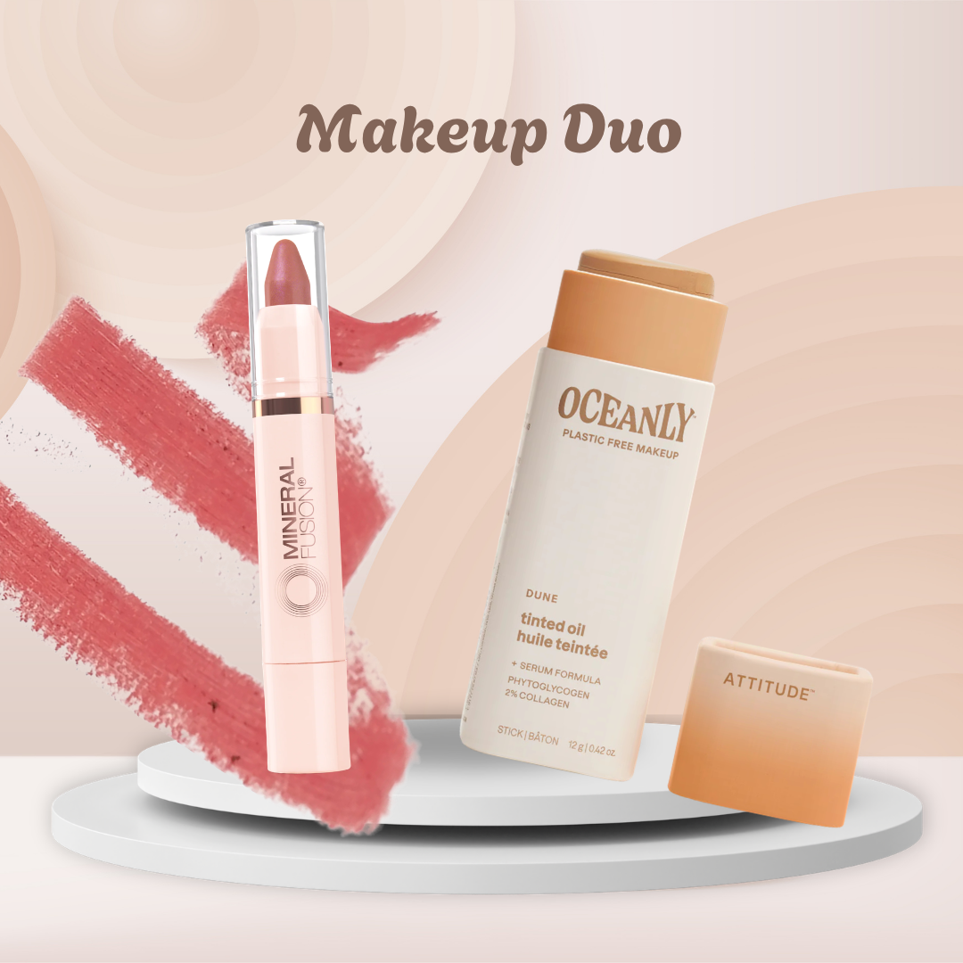 Makeup duo with tinted oil foundation and lip tint by Ardens